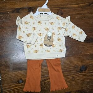 Rabbit + Bear 6-9M Baby Girl 2-piece Fall Set NWT